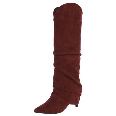Heeled boots for women in wine-red