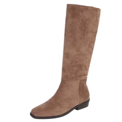 Flache Stiefel für Damen in Hellbraun