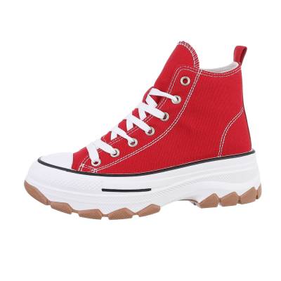 High-top sneakers for women in red and white