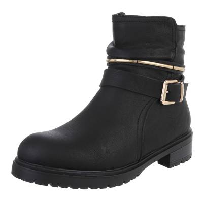 Flache Stiefeletten für Damen in Schwarz
