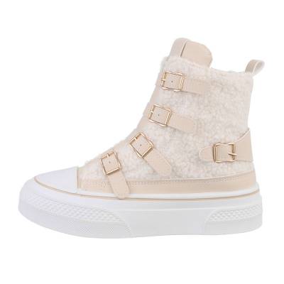 High-top sneakers for women in beige and white