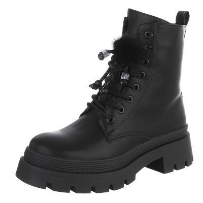 Lace-up ankle boots for women in black
