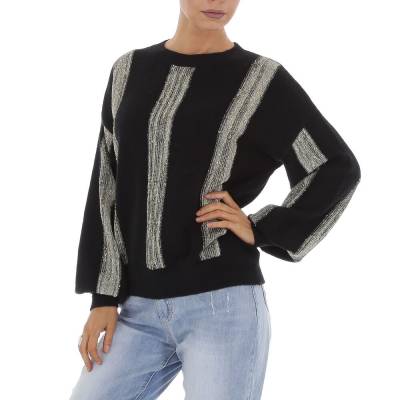 Knit jumper for women in black and gold