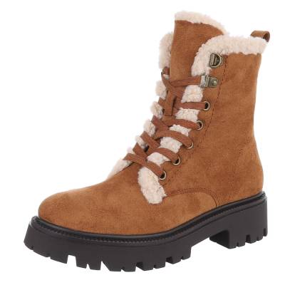 Schnürstiefeletten für Damen in Camel