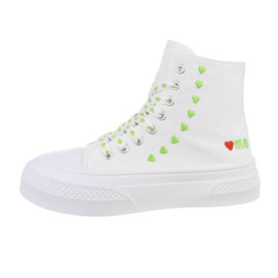 High-top sneakers for women in white and green