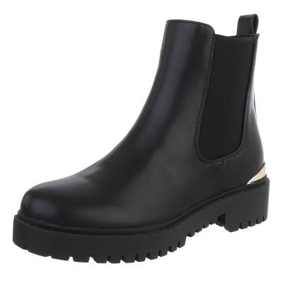Flache Stiefeletten für Damen in Schwarz
