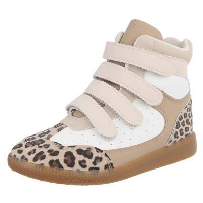 Sneakers High für Damen in Beige und Leo