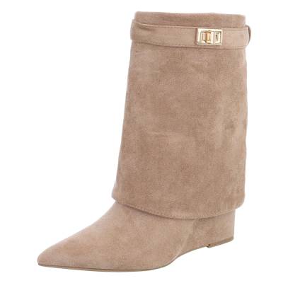 Wedge ankle boots for women in light-brown