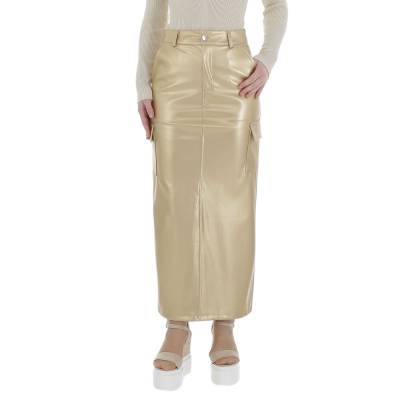 Leather-look skirt for women in gold