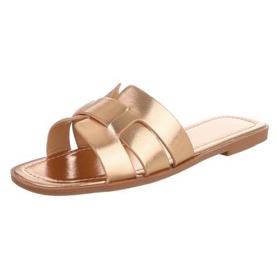 Pantoletten für Damen in Champagner