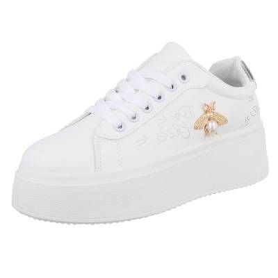 Low-top sneakers for women in white and silver
