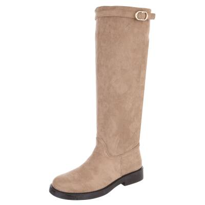 Flat boots for women in light-brown