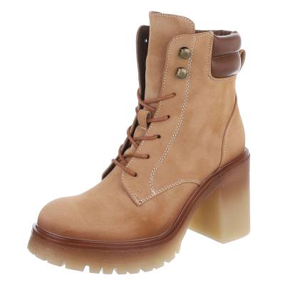 Schnürstiefeletten für Damen in Camel