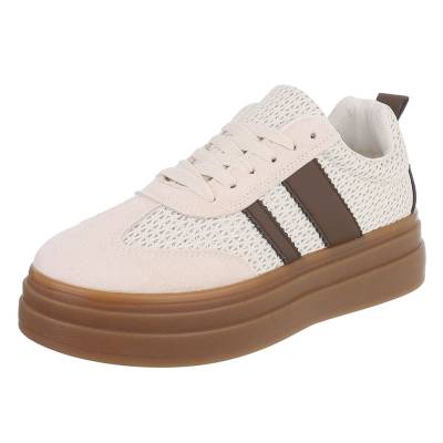 Low-top sneakers for women in beige and brown