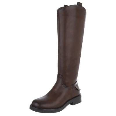 Flache Stiefel für Damen in Braun