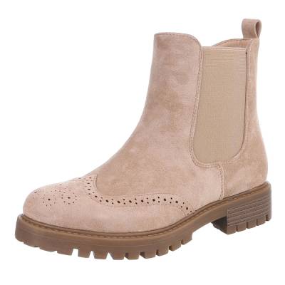 Flache Stiefeletten für Damen in Hellbraun