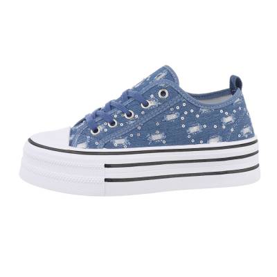 Low-top sneakers for women in blue and white
