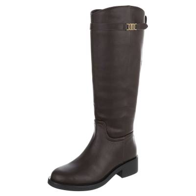 Flat boots for women in brown