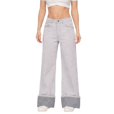 Relaxed Fit Jeans für Damen in Hellgrau
