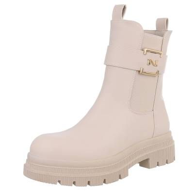 Plateaustiefeletten für Damen in Beige