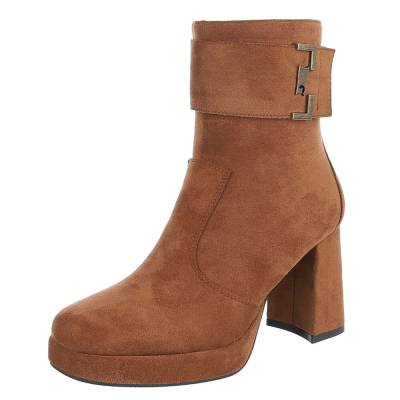 High-Heel Stiefeletten für Damen in Camel