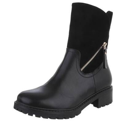 Flache Stiefeletten für Damen in Schwarz