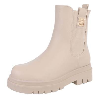 Plateaustiefeletten für Damen in Beige