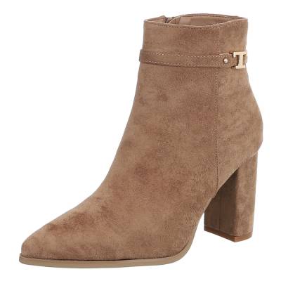 Heeled ankle boots for women in light-brown