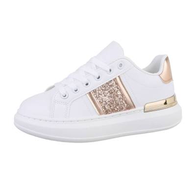 Low-top sneakers for women in white and gold