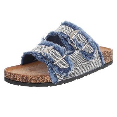 Pantoletten für Damen in Blau und Silber