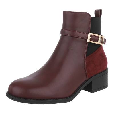 Flache Stiefeletten für Damen in Weinrot
