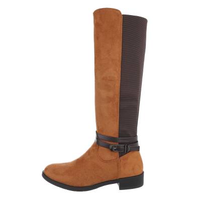 Flat boots for women in camel