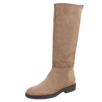 Flat boots for women in light-brown