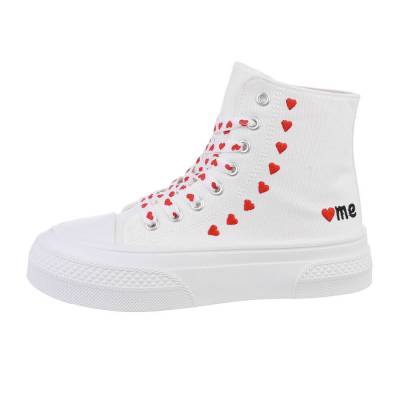 High-top sneakers for women in white and red