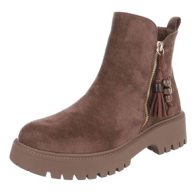 Platform ankle boots for women in light-brown