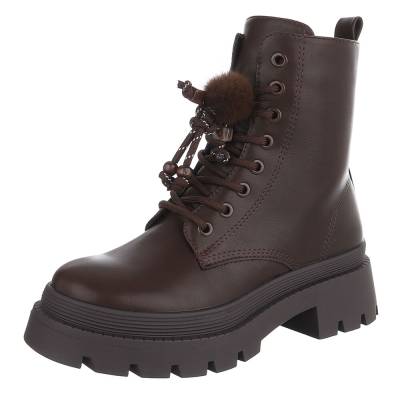 Lace-up ankle boots for women in brown