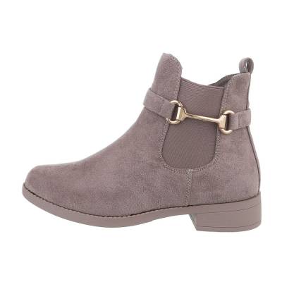 Flat ankle boots for women in gray and brown