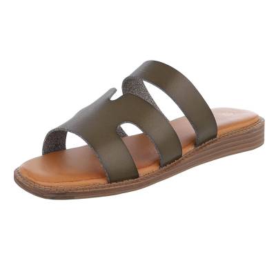 Mules for women in khaki