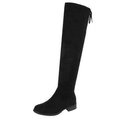 Flache Stiefel für Damen in Schwarz