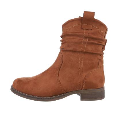 Flat ankle boots for women in camel