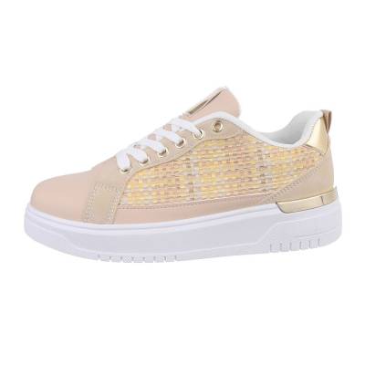 Low-top sneakers for women in beige and white