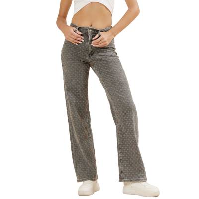 Straight Leg Jeans für Damen in Grau