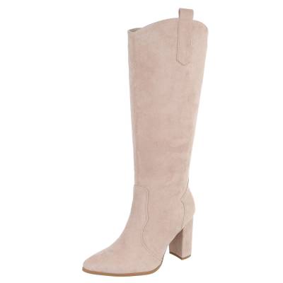 High-Heel Stiefel für Damen in Beige