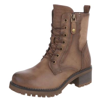 Lace-up ankle boots for women in light-brown