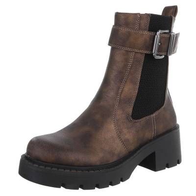 Plateaustiefeletten für Damen in Camel und Bronze