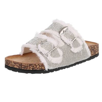 Pantoletten für Damen in Weiß und Silber