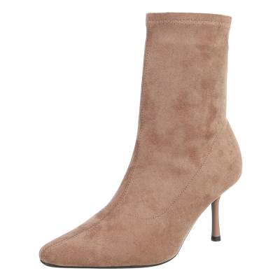 Heeled ankle boots for women in light-brown