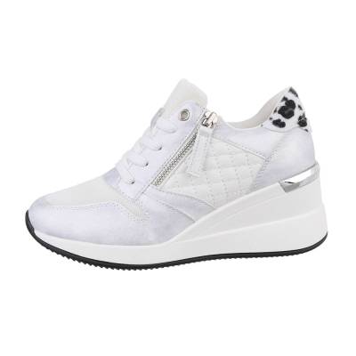 Low-top sneakers for women in silver and white