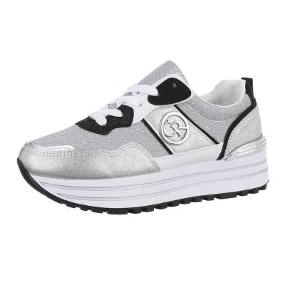 Low-top sneakers for women in silver and white