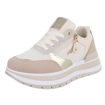 Low-top sneakers for women in beige and gold